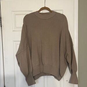 Free People Ribbed Knit Sweater in Taupe